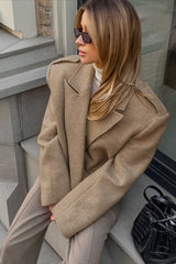 Grey Wool Shoulder Pad Jacket