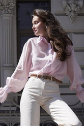 Tencel Button Up Long Sleeve Blouse