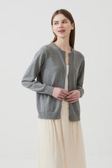 Cotton Crew-Neck Lightweight Knit Outerwear Cardigan