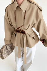 Lapel Faux Suede Drape Jacket