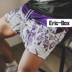 Reaper's Call Skeleton Purple Mesh Shorts