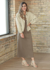 Jane Dark Taupe T-Shirt Maxi Dress