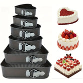 6PCS Springform Cake Pan Set (7, 8, 9, 10, 11 Inch) Heart, Round, Square Leak-Of Non-Stick Cheesecake Pan With Detachable Bottom Carbon Steel Baking Tray - Suitable For Making Mousse And Honeycomb Cake - Essential For Baking Enthusiasts