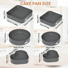 6PCS Springform Cake Pan Set (7, 8, 9, 10, 11 Inch) Heart, Round, Square Leak-Of Non-Stick Cheesecake Pan With Detachable Bottom Carbon Steel Baking Tray - Suitable For Making Mousse And Honeycomb Cake - Essential For Baking Enthusiasts