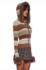 Vintage Fleece Hooded Knit Sweater