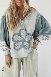 Floral Patchwork Knit Hoodie