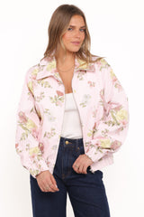 Calvin Floral Twill Zip Jacket - Pale Pink Floral