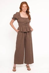 Bridget Jumpsuit - Taupe Purple Floral