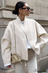 Woolen V-Neck Short Loose Chillax Coat