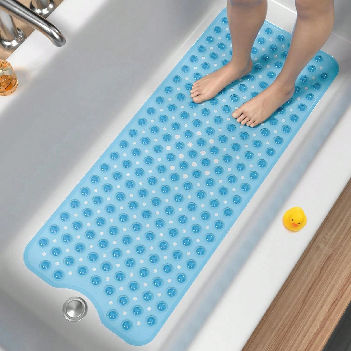 Anti-Slip Bath Mat With 200 Strong Suction Cups And Drainage Holes; 40 X 16-Inch Extra-Long Shower Mat; Mold-Resistant; Bathroom Mat Suitable For Bathtubs; 200 Strong Suction Cups And Drainage Holes, Mold-Resistant, And Machine-Washable
