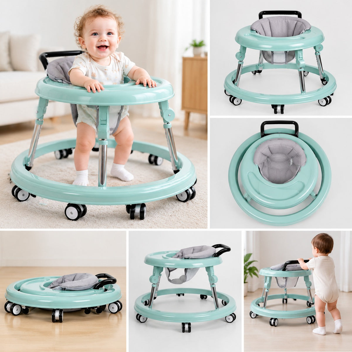 Space‑Saving Collapsible Baby Walker, Reliable Support for Baby’s First Steps