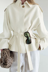 Lapel Faux Suede Drape Jacket