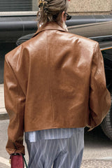 Vintage Oversized PU Leather Blazer