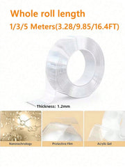 Heavy Duty Waterproof Double-Sided Nano Tape, (Length 1/3/5/10m, Thickness 1.2mm) - Super Sticky, Reusable And Multi-Purpose Adhesive, Ideal For Christmas Decorations, DIY Crafts, And Everyday Household Use