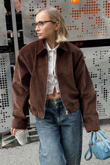 Retro Corduroy Collared Jacket