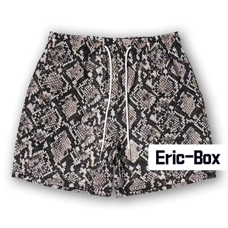Vintage Python Print Mesh Shorts