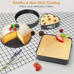 6PCS Springform Cake Pan Set (7, 8, 9, 10, 11 Inch) Heart, Round, Square Leak-Of Non-Stick Cheesecake Pan With Detachable Bottom Carbon Steel Baking Tray - Suitable For Making Mousse And Honeycomb Cake - Essential For Baking Enthusiasts