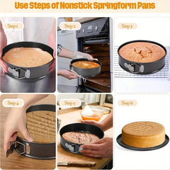 6PCS Springform Cake Pan Set (7, 8, 9, 10, 11 Inch) Heart, Round, Square Leak-Of Non-Stick Cheesecake Pan With Detachable Bottom Carbon Steel Baking Tray - Suitable For Making Mousse And Honeycomb Cake - Essential For Baking Enthusiasts