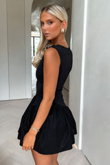 Adrienne Bubble Skirt Mini Dress - Black