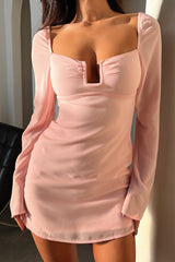 Charisma Long Sleeve Mini Dress - Pink