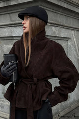 Chic Suede Long Sleeve Jacket Coat