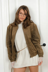 Vintage Suede Stand Collar Jacket