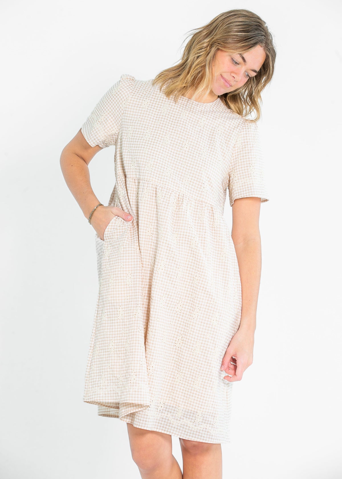 Embroidered Gingham Midi Dress - FINAL SALE