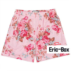 Red Roses On Pink Bg Mesh Shorts