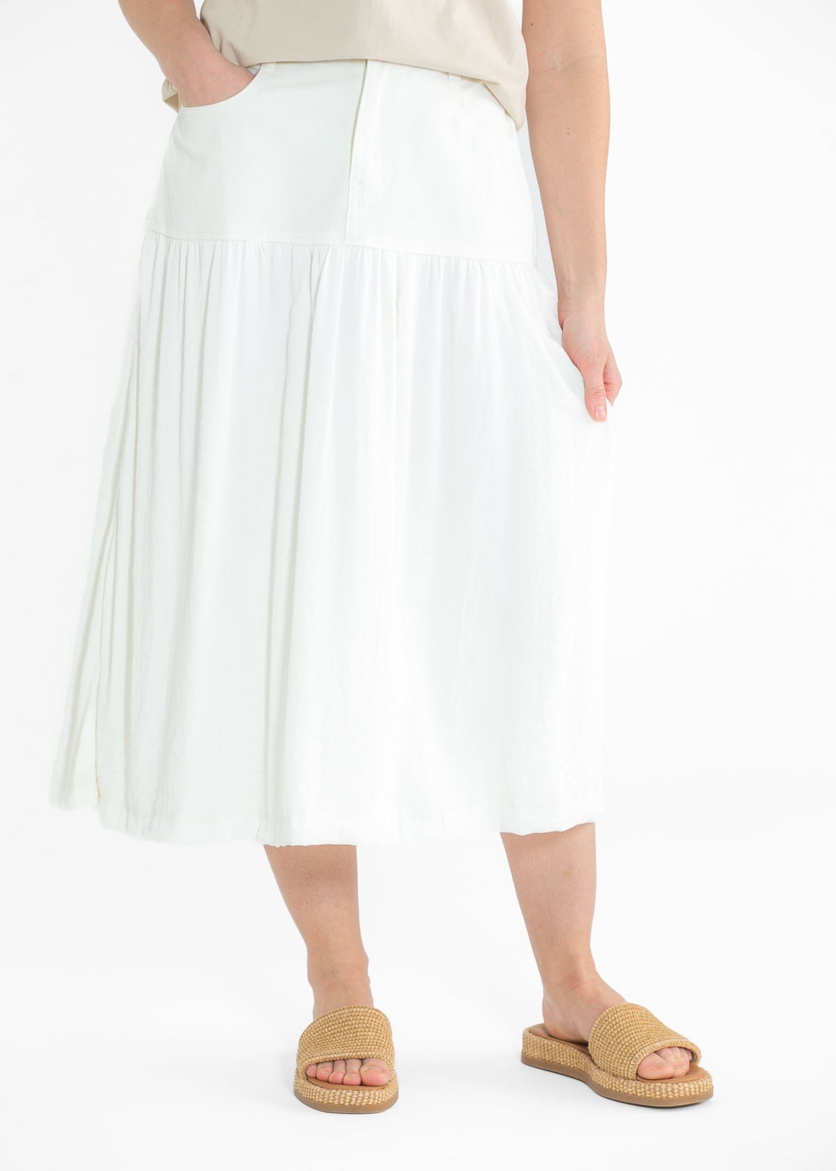 Mix Media Denim Midi Skirt - FINAL SALE