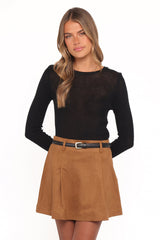 Charles Faux Suede Mini Skirt - Camel