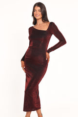 Charles Midi Dress - Burgundy