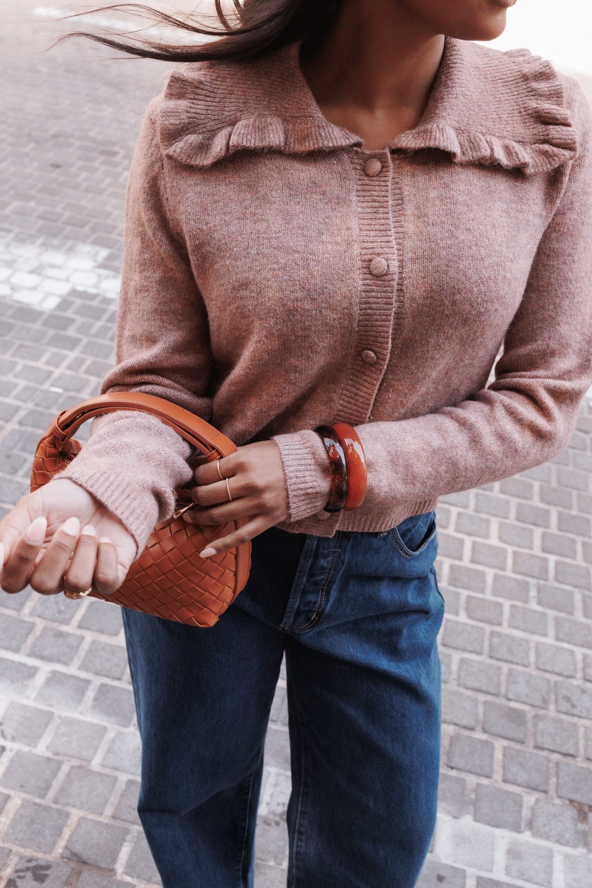 Carmello Frill Collar Cardigan - Mocha