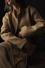 Sequin Metallic Stand Collar Loose Fashion Coat