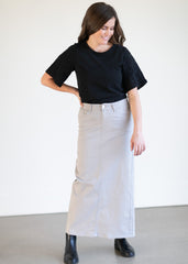 Stella Stone Gray Long Denim Maxi Skirt - FINAL SALE